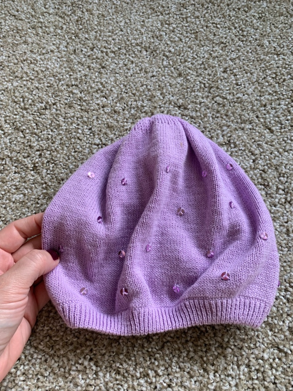 Kids Sparkle Knit Beanie - Lavender